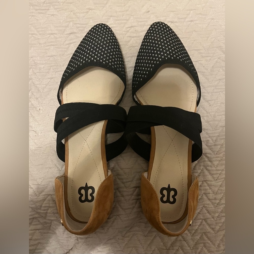 Suede and polka dot flats, size 7